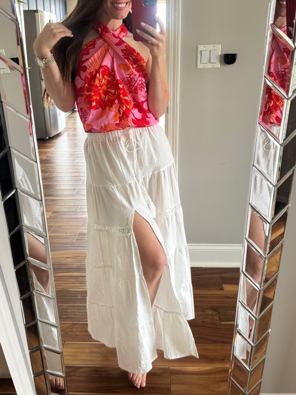 White Tiered Maxi Skirt - Lightweight Boho Style